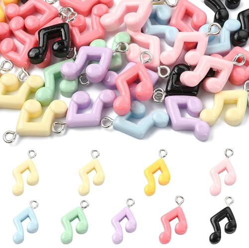 Airssory 40 ciondoli in resina a forma di nota musicale, colori misti, per gioielli fai da te, bracciali, collane, orecchini, borse, portachiavi, decorazioni