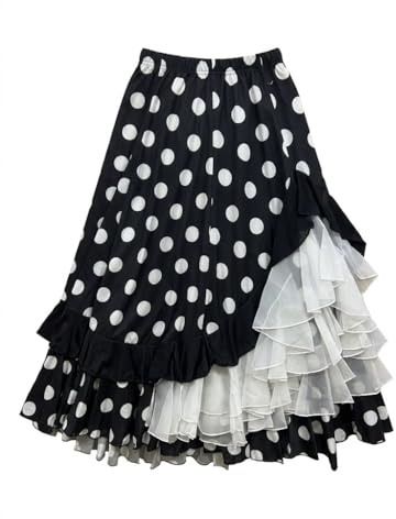Carnavalife Falda Flamenca Baile sevillanas, Falda de Baile Flamenco, Volantes en Capas diseño asimétrico, Traje Feria, romería, espectáculo