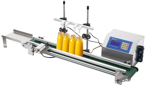 Loobiiny Riempitrice automatica per bottiglie con trasportatore per cinghia, 4 ugelli, 10-500 ml, 150 W, per vino bianco e bevande, 3,2 l/min