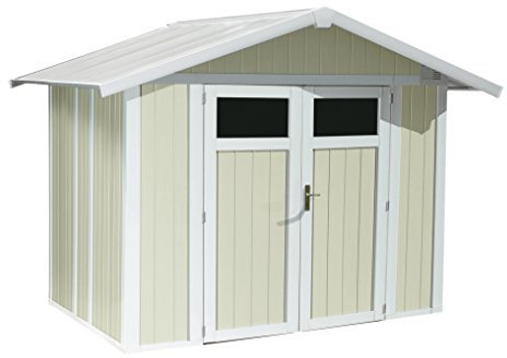 Grosfillex Kunststoff Gerätehaus Gartenhaus V4,9 UTILITY - graugrün/weiß