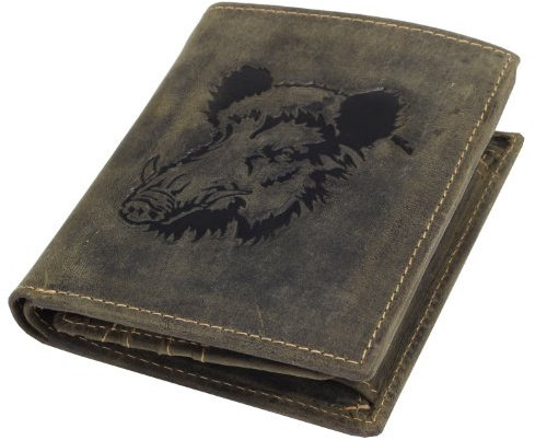 Greenburry Vintage Geldbeutel Leder Geldbörse Oliv | Hochformat