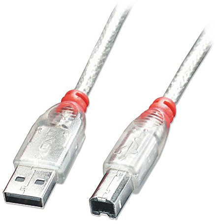 LINDY 41750 Type A to B Transparent USB 2.0 Cable, 0.2m