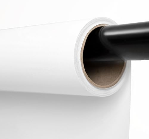 Kate Toile de Fond Photographique sans Couture en Papier Blanc pour Studio et Extérieur (1,35x5m, Blanc Arctique)