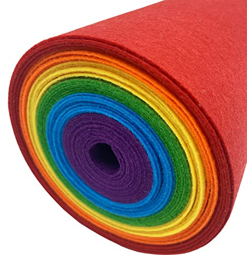aufodara 6 Stück Farbige Filz 150x20 cm Bastelfilz 1mm Dick Filzstoff Polyester Filz Bunt Vliesstoff für DIY Handwerk Nähen Patchwork Scrapbooking Crafts (Bunt, 150x20cm)