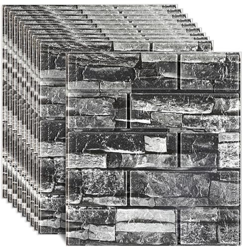 Ceboic 10 Stück 3D Wandpaneele 35x38.5cm Selbstklebend Ziegel Tapete Steintapete Wasserdicht Wandaufkleber Ziegelstein Wandtapete für Küche Schlafzimmer Badezimmer Wohnzimmer Hintergrund TV-Decor