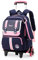 Tanou Trolley Rucksack mit Rollen 2-teilig, Langlebiger Schulranzen Trolley Mädchen mit Stiftetasche, Abnehmbare Schulranzen für Kinder mit Rollen 1.-4. Klasse, 16 Zoll, Blau Rosa