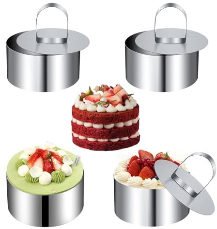 SMYJDMM Lot de 4 anneaux à dessert en acier inoxydable - Anneaux à dessert - Petits anneaux à gâteau - Ensemble d'anneaux de service en acier inoxydable - Pour la maison, les desserts, les