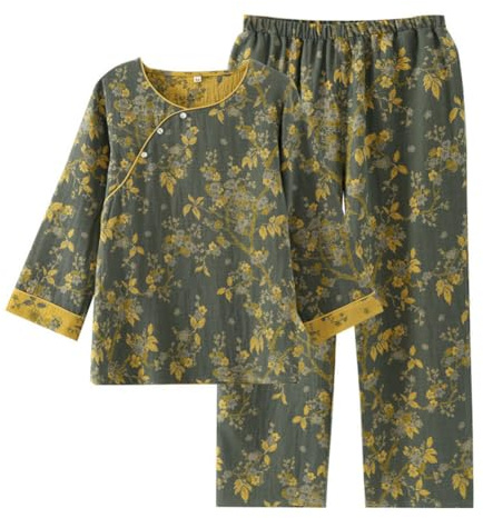 Conjunto de Pijama de Tejido Jacquard, Pijama de Kimono japonés Hanfu para Mujer, Talla M -W12