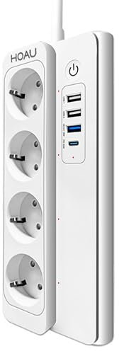 Presa Multipla Smart Alexa Google Home Assistant, Ciabatta Intelligente Smart 4 Porte Usb Controllo Remoto Wifi App Tuya Smart Life, Riduzione consumi elettrici - Domotica Casa Intelligente