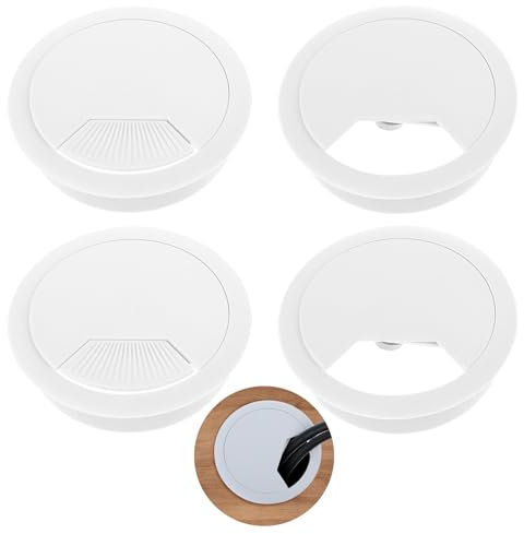 JIEYAO 4 Pcs Desk Cord Hole Cover for Cables, 60mm/2.3in Desk Wire Cord Cable Grommets Hole Cover for Office PC Organizer Plastic Furniture Management(Black)(White)