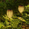 JOYCREATOR Metall Solarlampen für Außen Garten 2 Stück, LED Garten Solarleuchten für Außen IP65 Wetterfest, Blume Gartenleuchten Solar Wegeleuchten für Balkon Terrasse Weihnachten Geschenke (Kupfer)
