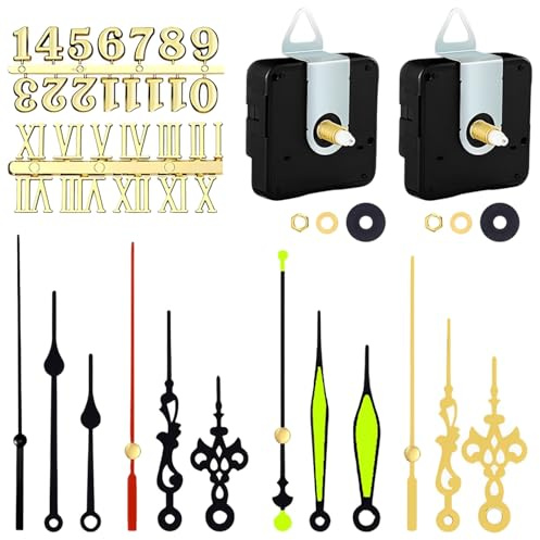 EUZUXU 2 Piezas Mecanismos de Movimiento de Relojes, con 4 Pares de Manecillas, con Disco Digital, para DIY Reparación de Reloj Reemplazo de Piezas (16mm)