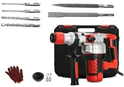 Martello Perforatore Elettrico, Set trapano a percussione con martello perforatore 2200W, martello elettrico multifunzione/trapano/piccone elettrico 4 in 1, perforatore elettrico for calcestruzzo 2200