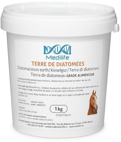Medilife Terre de Diatomée, Grade Alimentaire, 1 kg, Complément Alimentaire et Désodorisant pour Animaux, Multi-Usage pour Litière, Jardin et Cosmétique