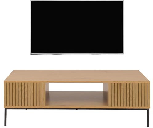 HWC-O39 - Mueble para TV (tablero de fibra de densidad media, 39 x 120 x 60 cm), color natural