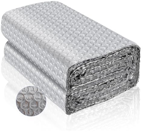 Film isolant, double face, en aluminium, isolation de toit, radiateurs, film réfléchissant pour toits, fenêtres, tuyaux, sols, 5 m × 60 cm