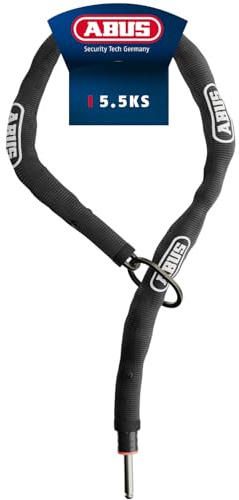 ABUS Catena da inserire nel telaio ADAPTOR CHAIN Classic 5.5KS - catena in acciaio da 5,5 mm con anello ovale - lucchetto per biciclette e e-bike - compatibile con Alarmbox 2.0 - lunghezza 130 cm nero