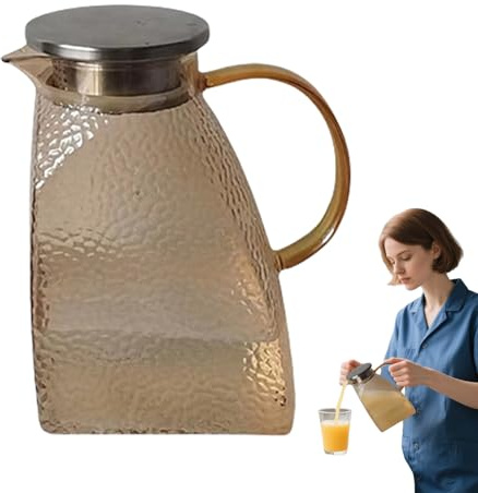 Glaskanna, med hammarslag-utseende – 1,5 l stänksäker karaff för och kalla drycker juice mjölk party trädgård utomhus