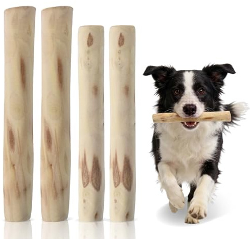 Rylae 4 Pezzi di Bastoncini da Dentizione per Cani In Legno di Caffè Naturale, Giocattoli per Cuccioli, Bastoncini da Dentizione Durevoli, Adatti per Cani di Piccola, Media e Grande Taglia