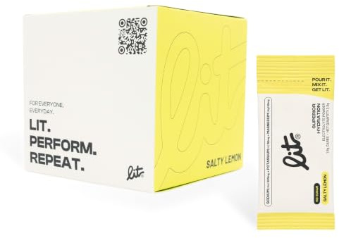 LIT® Electrolitos en Polvo Sin Azúcar - 30 Sobres Sabor Salty Lemon - Sodio, Potasio y Magnesio - Hidratación para Deporte, Recuperación, Enfoque, Calor