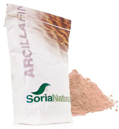 Soria Natural Arcilla Fina Roja – Absorbente y Purificante – 100% de Pureza, Textura Fina, Origen Natural - Puede Utilizarse como Mascarilla Facial, Enjuague Bucal – Uso Interno – Bolsa de 1kilo