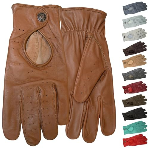 German Wear Unisex Driving Autofahrer-Handschuhe Lederhandschuhe (Karamell, 10=XL)