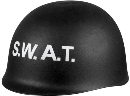 Boland 01403 - Helm S.W.A.T., Innenumfang 62 cm, mit Schaumstoff-Ring, Special Force, Schwarz-Weiß, Kopfbedeckung, Uniform, Kostüm, Karneval, Mottoparty