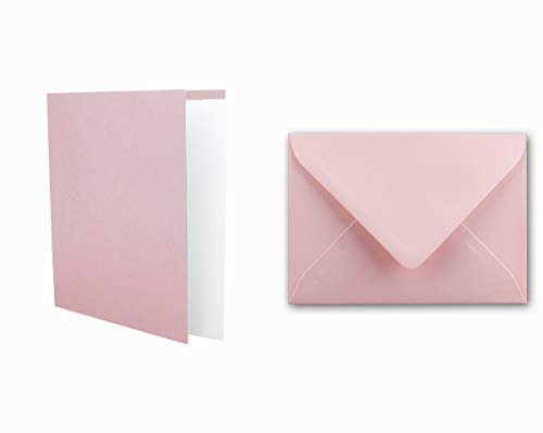 FarbenFroh by GUSTAV NEUSER 25x Kartenset DIN A6 inkl. Briefumschlägen & extra Einlegeblätter - Blanko Klappkarten in Rosa im DIN A6 Format - Karten zum Selbstgestalten für Einladungen und Grüße