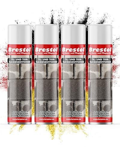 BRESTOL® ÖLFLECKENTFERNER SPRAY 4x 400 ml Sprühdose - Ölfleckentferner für Pflastersteine Parkplatzreiniger Werkstattboden-Reiniger