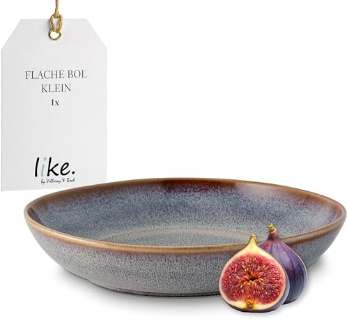 Villeroy & Boch like. by Lave beige Schale flach klein, 22 x 21 x 4,2 cm, stilvolle Speiseschale aus Steingut für kleine Beilagen und Salate, spülmaschinengeeignet