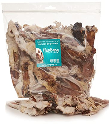 PawGang Rabbit Ears with Fur 500g – Air Dried Natural Dog Treats Puppy Chew