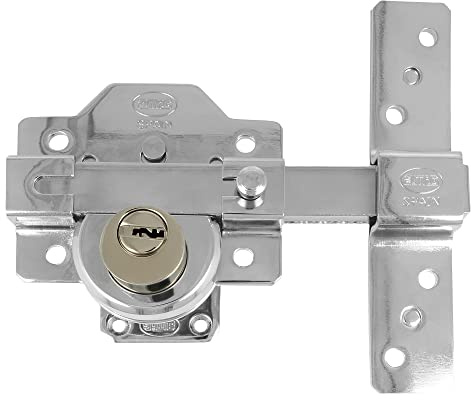 Amig - Cerradura de Sobreponer - 105 x 170 mm - Cromado brillo- Cilindro de seguridad de 50 mm y 6 pines - Pestillo de Apertura - Sistema Antibumping y Protección contra Ganzúas