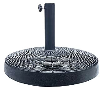 Ram® 10kg Weight Black Weave Parasol Base With Rattan Effect Weave Style Base Umbrella Stand 52cm Diameter