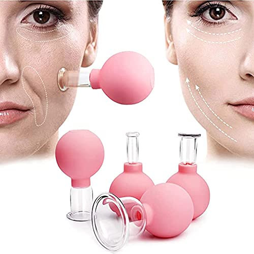 4Pcs Mini Face Cupping Massager - Facial Beauty Massager Cupping Sets, Glass Facial Vacuum Cupping Suction Massage Cups for Cupping Massage Face, Shoulder, Leg Muscle, Anti-Aging, Anti Wrinkle