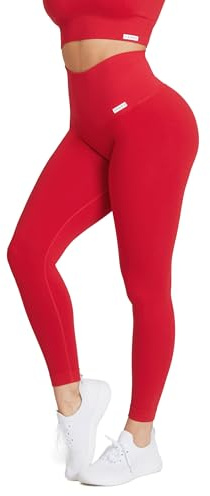 FGM04 Donna - Leggings all-Up (IT, Testo, XS, S, Regular, Regular, Standard, Rosso Lampone)
