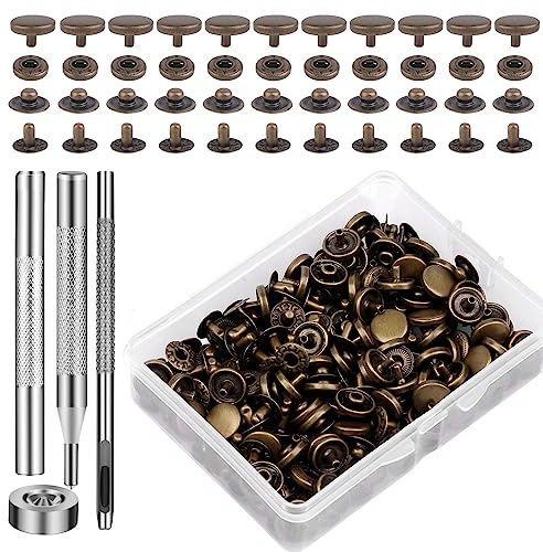 50 Pcs Boutons Pressions, 10mm Métal Bronze 4 Pcs Outils D'installation