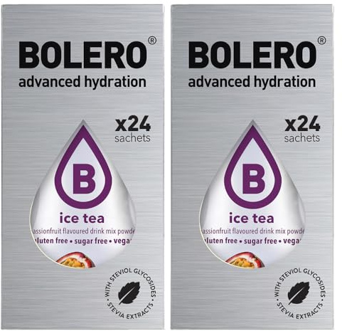 Bolero Drink 48 Bustine Ice Tea Passion Fruit 3 grammi 3 gr Gusti Diversi Assortimento alla Frutta Preparato Polvere Solubile Bevanda Fresca in Acqua,144 grammi dolcificato stevia,0.14 kilograms