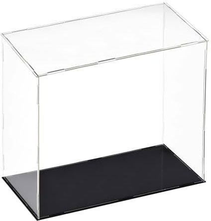 Recogwood Vitrine D'Exposition en Acrylique Clair 30 x 15 x 30cm - Boîte De Présentation À Monter avec Socle Noir - Protection Anti-Poussière pour Figurines, Jouets Et Rangement Domicile