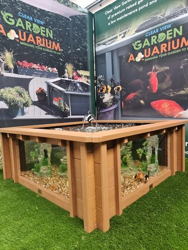Lotus Clear View Garden Aquarium Bassin de jardin surélevé carré avec fenêtres Marron