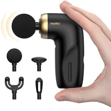 HEYCHY A1 Super Mini Massage Gun, Percussion Deep Tissues Muscle Massager, Travel Massage Gun, Compact Sports Massager, Portable Handheld Massager for Office Gifts for Him/Her, Home, Athletes(Black)