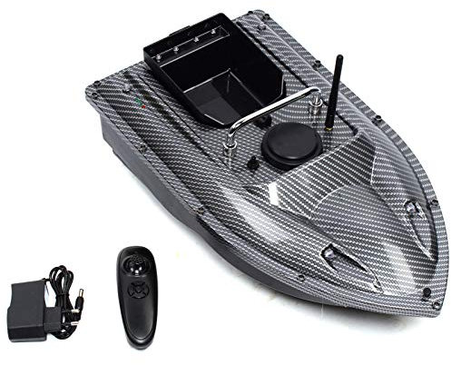 jiumxliu 500 m telecomandata per mangimi, 1,5 kg, esca da pesca notturna con luce a LED, 49 x 27 x 16 cm, mimetica Bait Boat, telecomando barca RC (nero)
