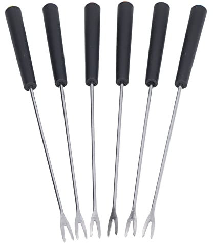 Tenedores para Fondue, Smores Sticks Tenedores para Fondue de Acero Inoxidable con, 6 Tenedores Largos, Palitos para Asar Malvaviscos para Fuente de Chocolate, Queso,