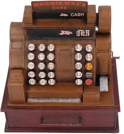 Vintage Cash Register Iron Art Props Decorative Ornament Stress Relieving Vintage Cash Register Decor Model for Office Home