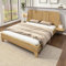 Bett 160x200 cm aus Massivholz, Massivholzbett Holzbett Bettgestell mit Kopfteil und Lattenrost, Doppelbett aus Eiche, Stauraum unter dem Bett, Schlafzimmermöbel, ohne Matratze (Eiche, 160×200 cm)