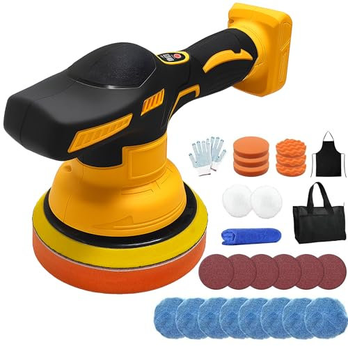 Cordless Car Polisher for Dewalt 18V Battery, 6 inch Car Buffer Polishing Kit, 8 Variable Speed Portable Orbital Polisher for Auto Detailing/Polishing/Waxing/Scratch Removing (Battery Not Include)