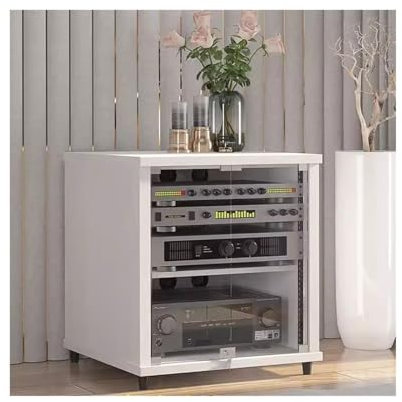 pieds enceintes Équipement sonore de scène, support d'amplificateur Audio et vidéo, armoire d'aviation, armoire d'amplificateur multicouche en bois massif pieds enceintes monitoring(Blanc,55*57*60cm)