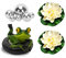 Mini Bassin décoratif Grenouille Flottante avec 6 Boules argentées et 2 Fleurs de Lotus pour Mini étang de terrasse Fontaine Solaire pour Jardin, Convient pour la décoration d'étang de jardin