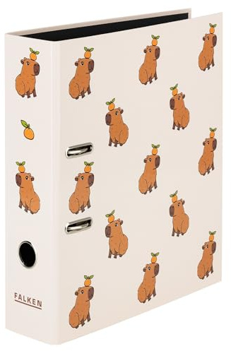 Falken Capybara Motif Folder, Made in Germany, 8 cm Wide, DIN A4, Black Inner Mirror, Glossy Laminated Outer Cover, Social Media, Pack of 1