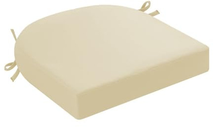 Surwin Cojines para Sillas de Jardin, Cojines Forma de U para Asientos Funda Lavable con Cremallera, Grosor 5 cm, 2 Cintas de Sujeción, para Interior y Exterior Jardín (Beige,43x40x5cm)