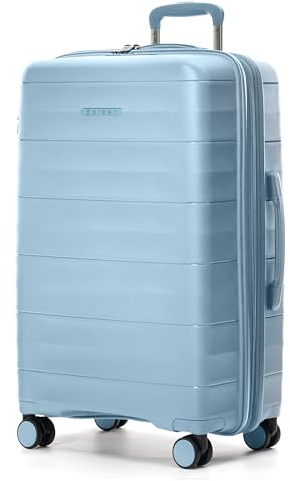 SISET Urban Wave Maleta de Viaje Mediana Expandible (68x44x25/30cm), Fabricada en Polipropileno, 4 Ruedas Dobles Silenciosas y Cerradura Combinación TSA. (Mediana), (86L), (3.6kg), (Azul Claro).